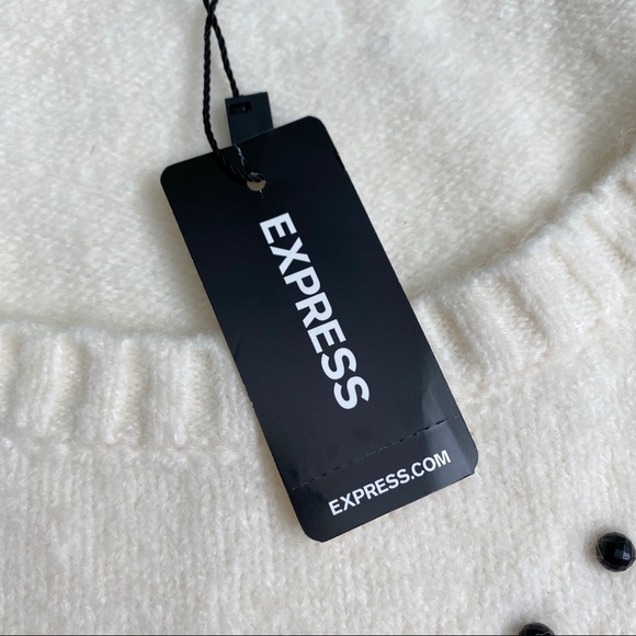 NWT Chevron Beaded Blouson Sleeve Sweater express Womens size XL sequin disconti - Picture 9 of 13